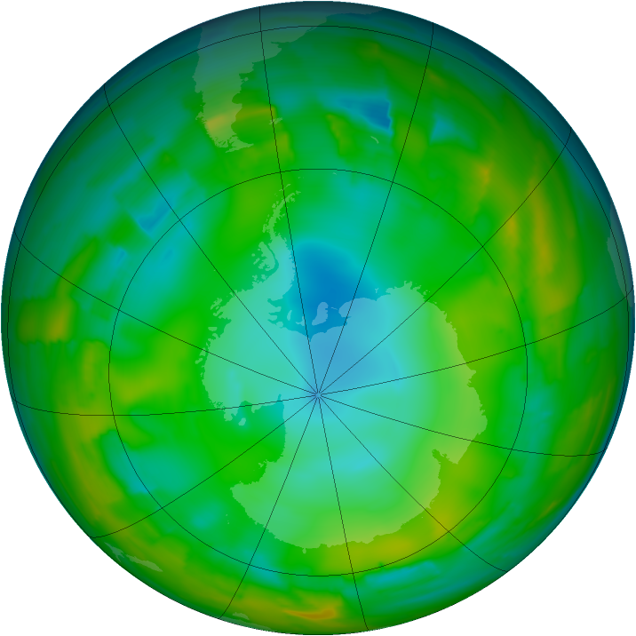 Antarctic ozone map for 25 July 2012